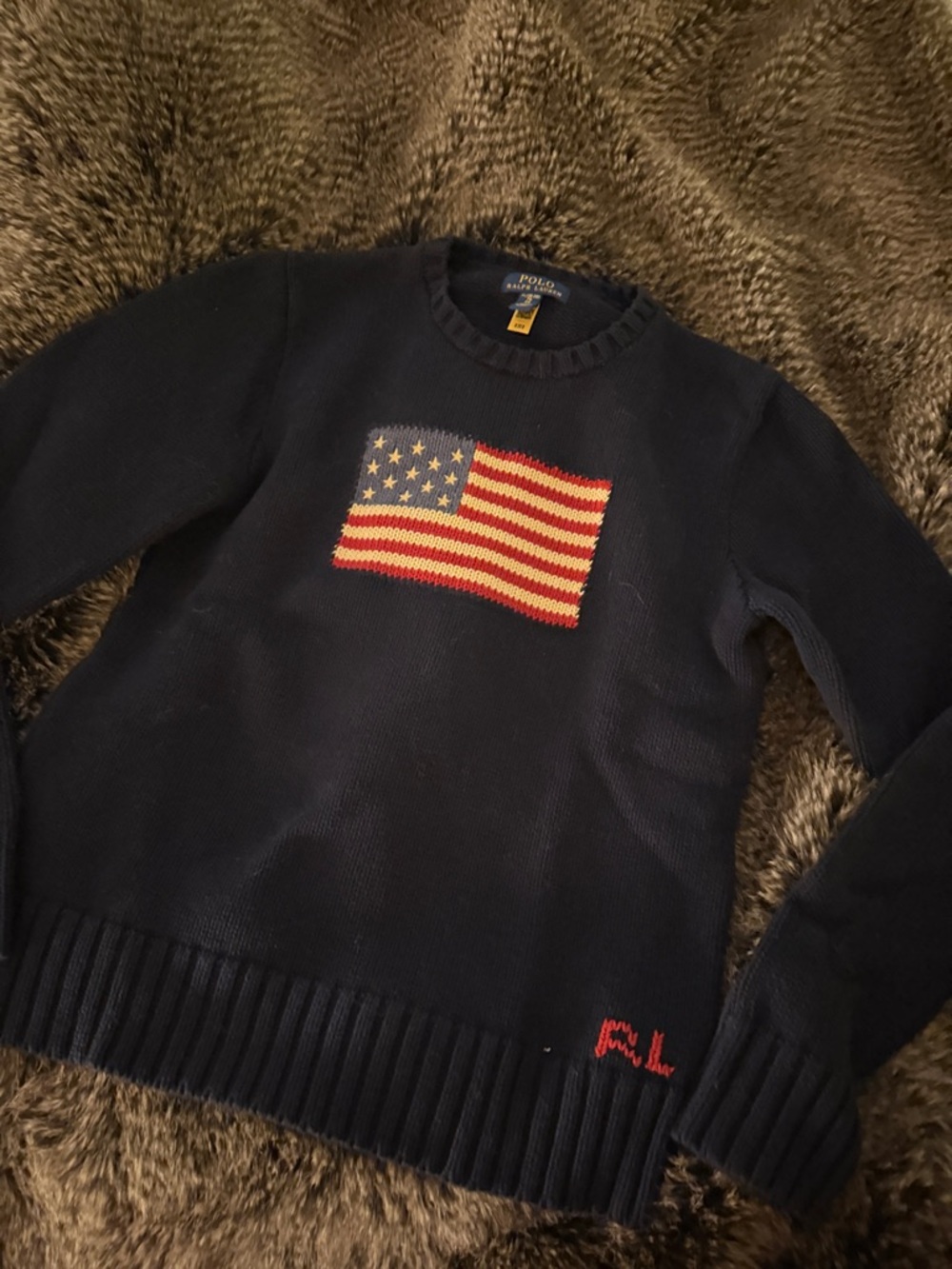 Polo by Ralph Lauren Navy American Flag Knit Sweater